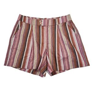 Maurices Shorts Womens‎ 10 Striped Linen Blend Western Boho Summer Beach Coastal
